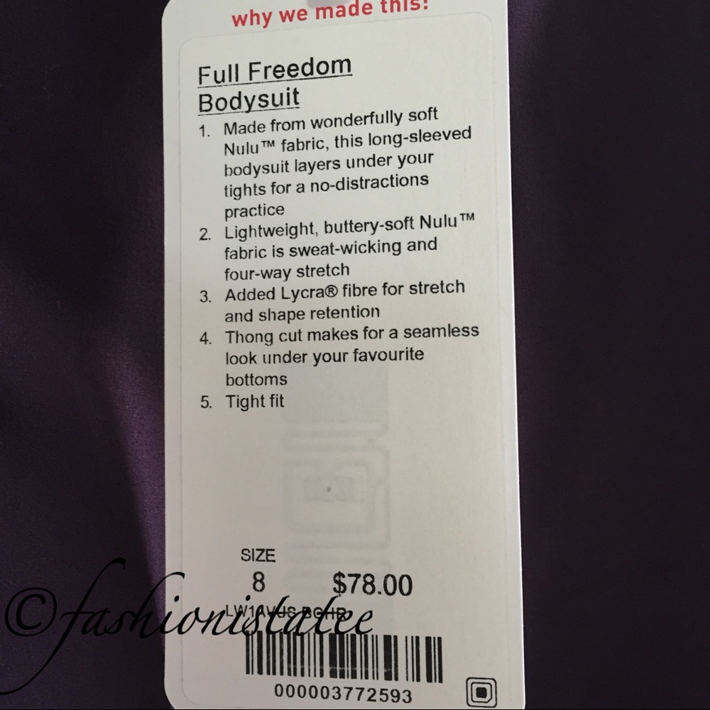 NWT LULULEMON BLACK CHERRY FULL FREEDOM BODYSUIT - Picture 3 of 5